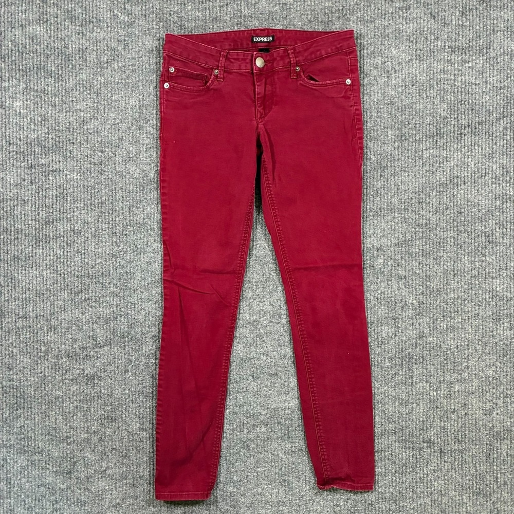 Express Skinny Jeans Womens Size 4 Red Denim Cotton Stretch Casual‎ Low Rise